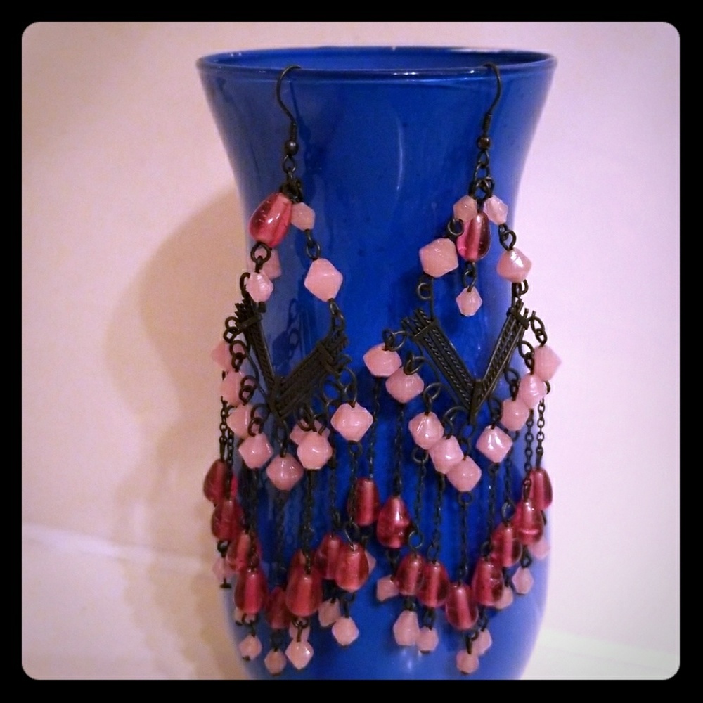 Pink chandelier earrings